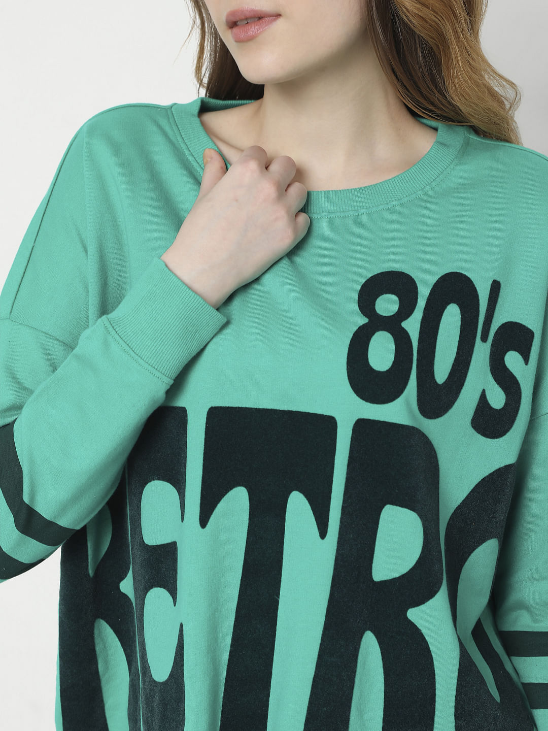 Green Graphic Print Sweatshirt