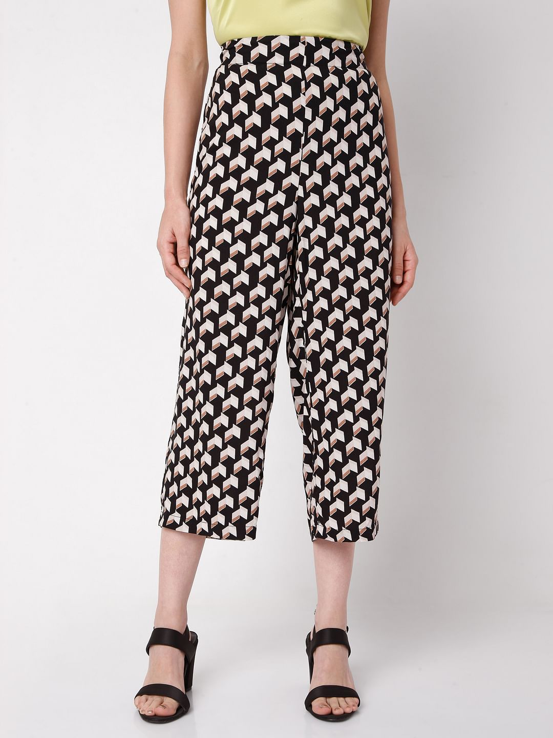 Black Printed Co-Ord Set Culottes