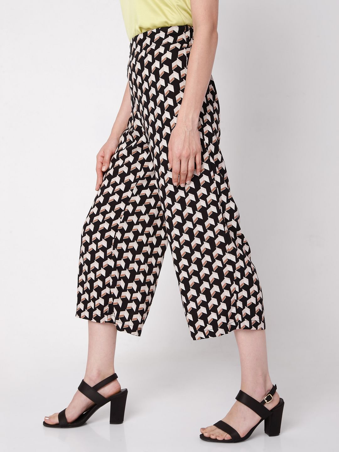 Black Printed Co-Ord Set Culottes