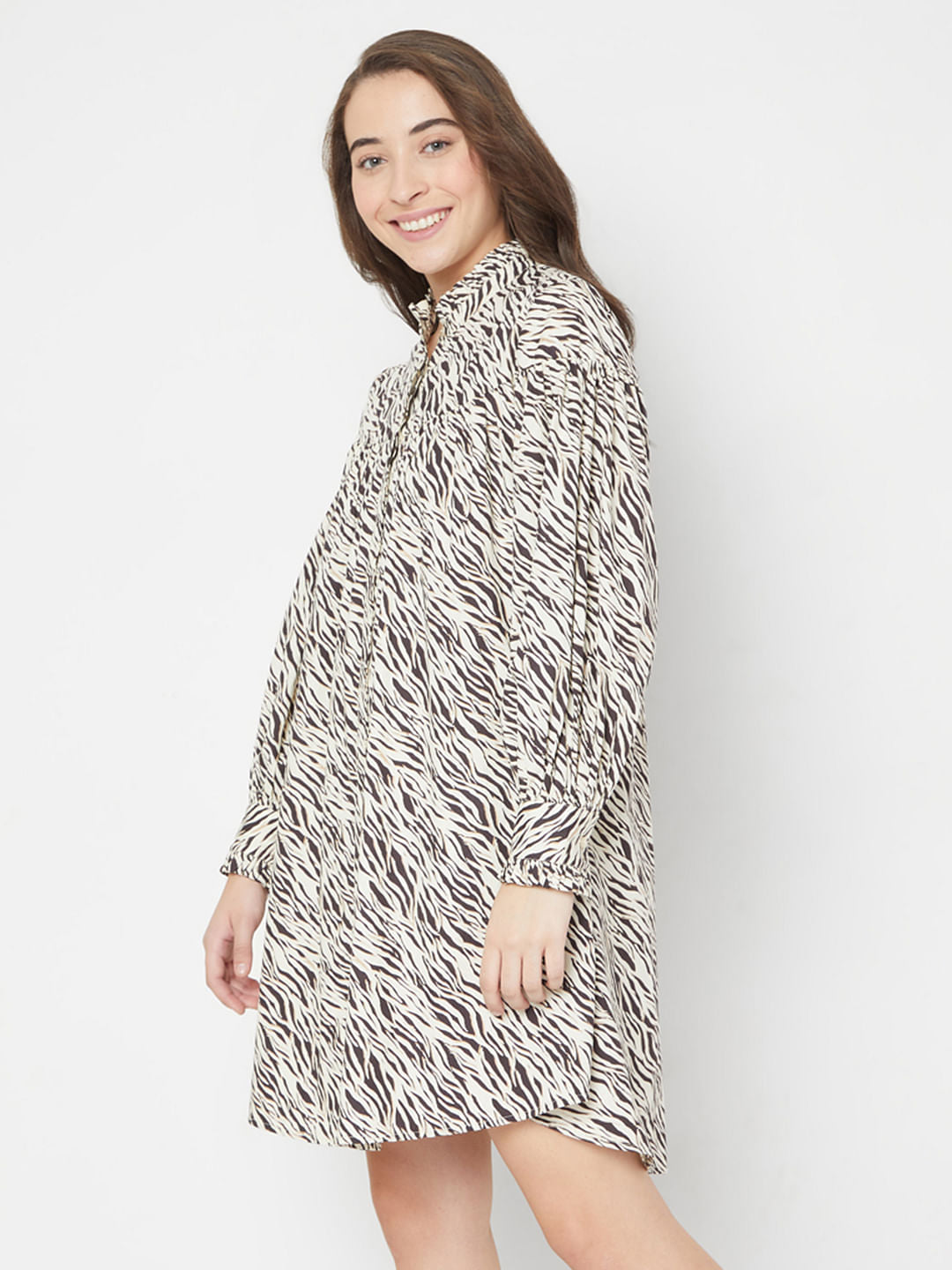 Beige Animal Print Shift Dress