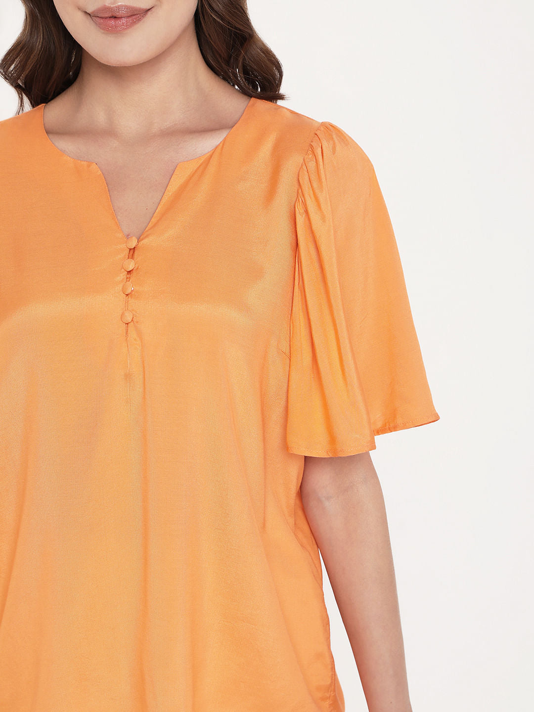 Orange Flared Sleeves Top