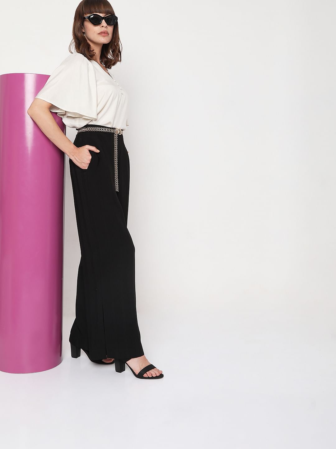 Beige Flared Sleeves Top