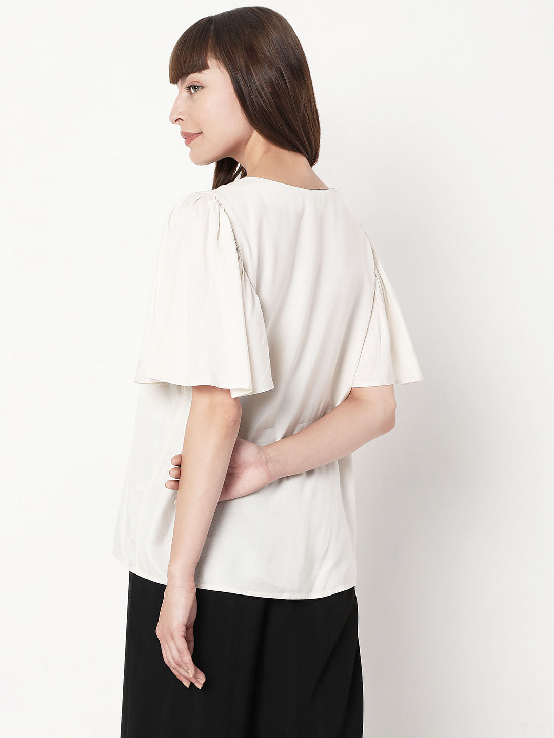 Beige Flared Sleeves Top