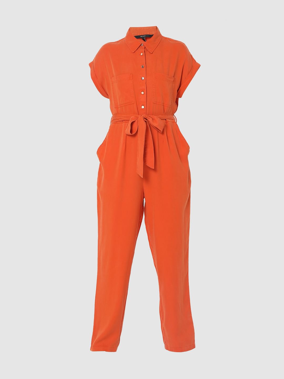 Orange Denim Jumpsuit