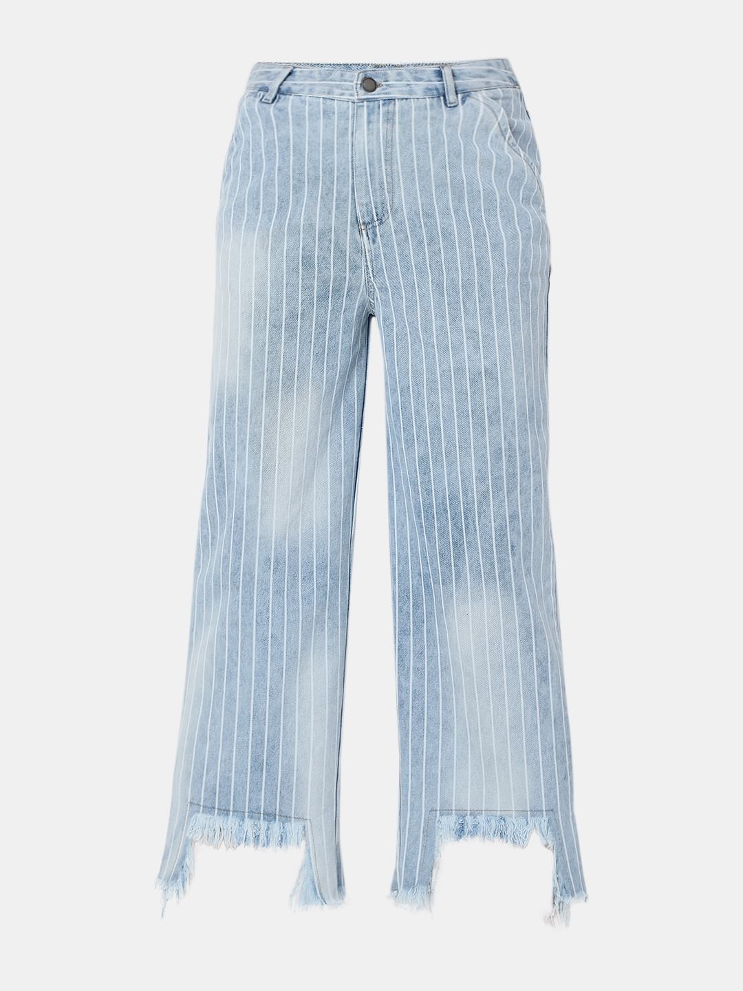 Light Blue Striped Zoey Wide-Leg Jeans