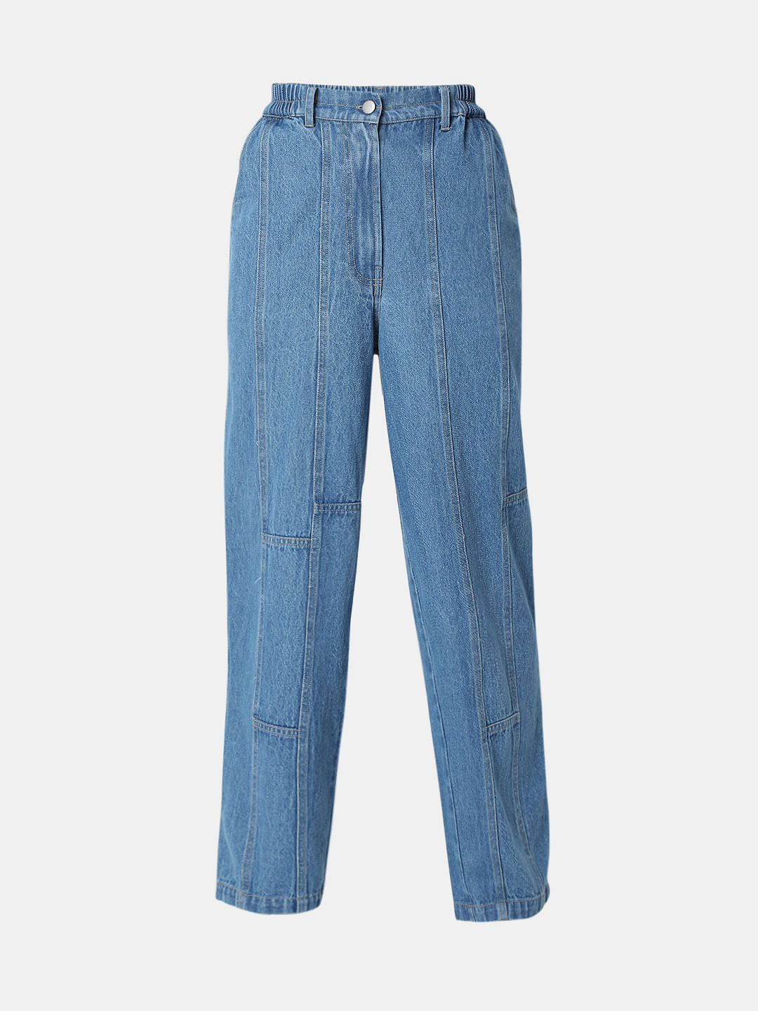 Light Blue High Rise Straight Fit Denim Pants