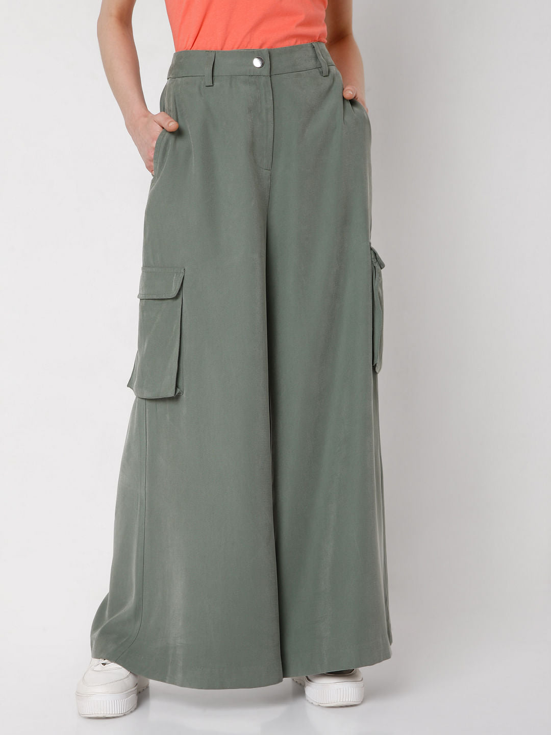 Green Wide Leg Utility Pants