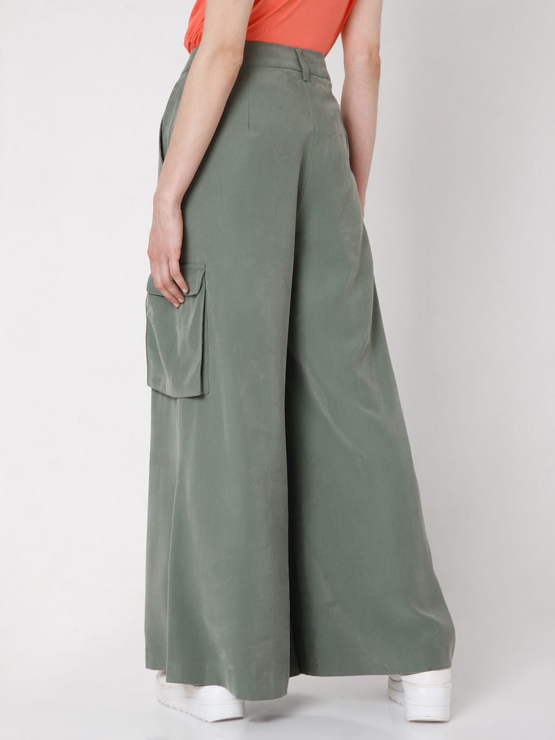 Green Wide Leg Utility Pants