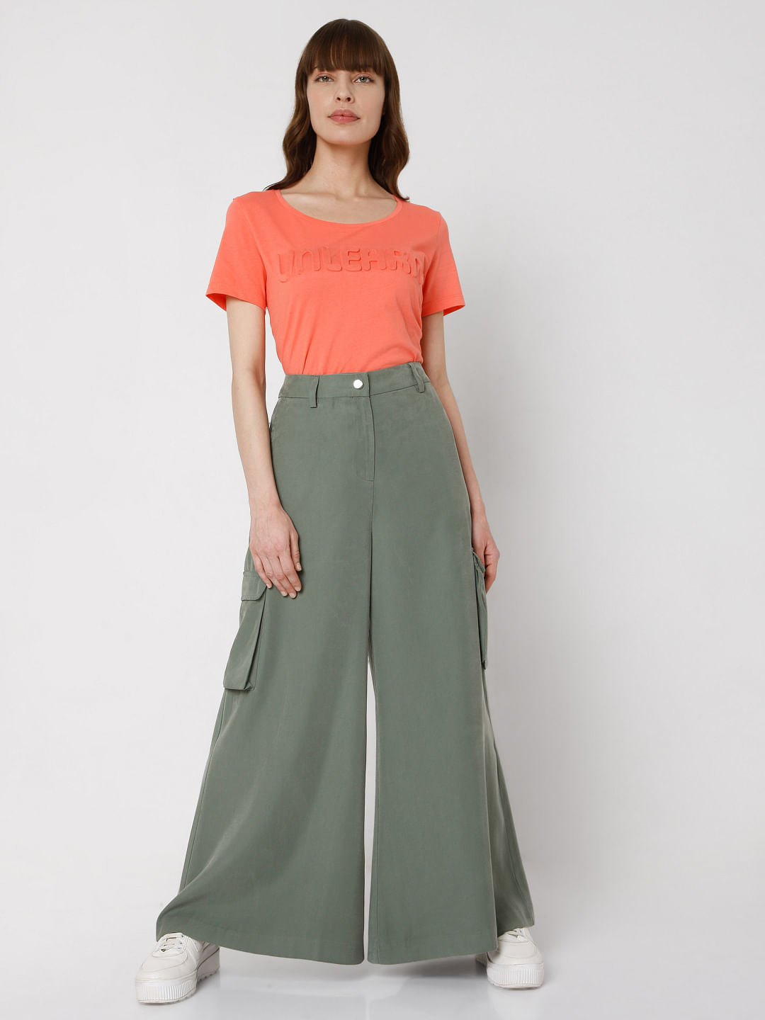Green Wide Leg Utility Pants