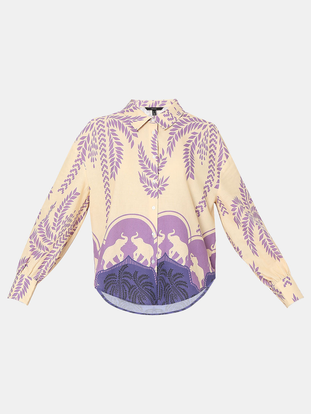 Beige Printed Co-Ord Set Shirt