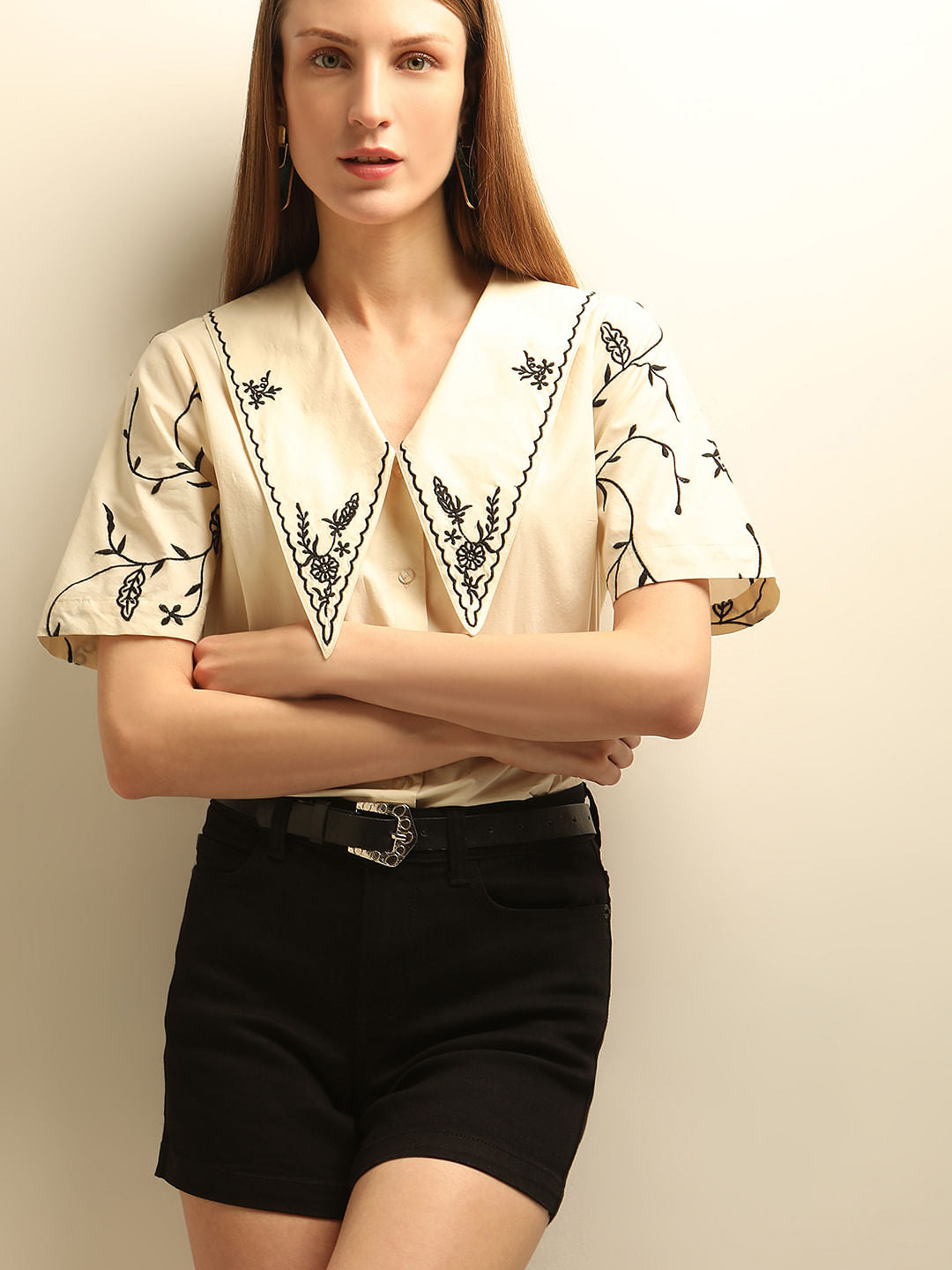 Ecru Embroidered Top