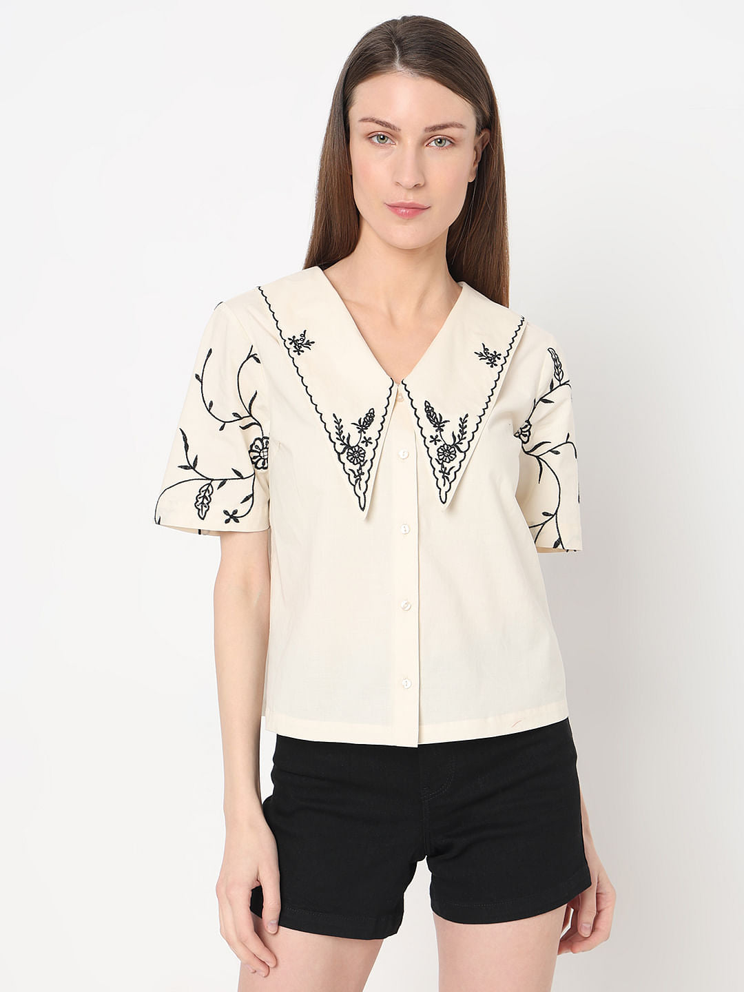 Ecru Embroidered Top