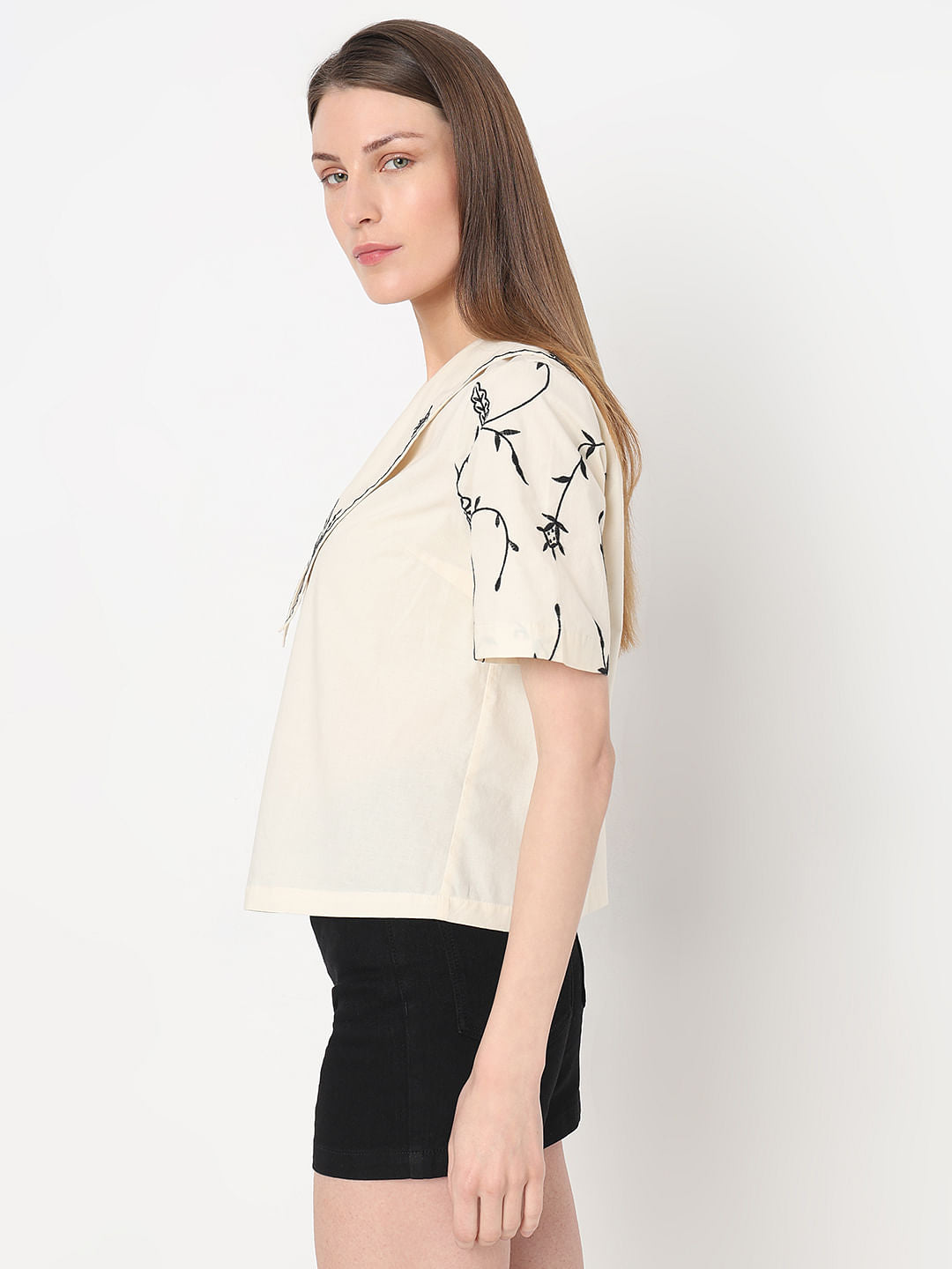Ecru Embroidered Top