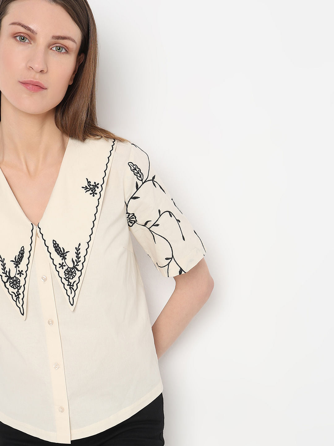 Ecru Embroidered Top