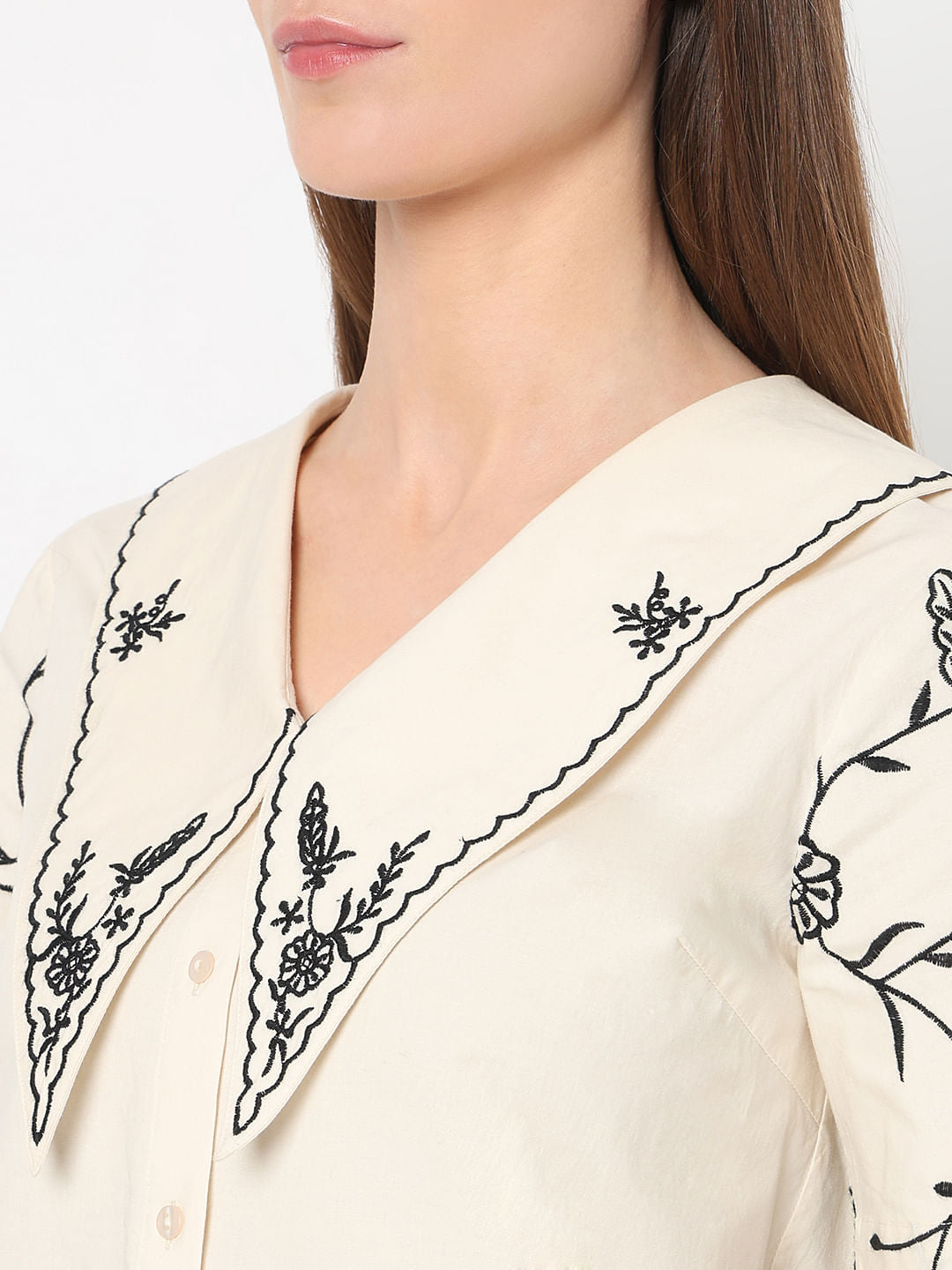 Ecru Embroidered Top