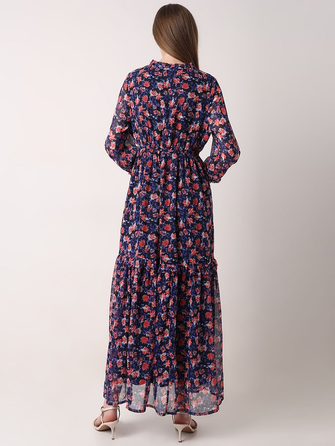 Dark Navy Floral Print Maxi Dress