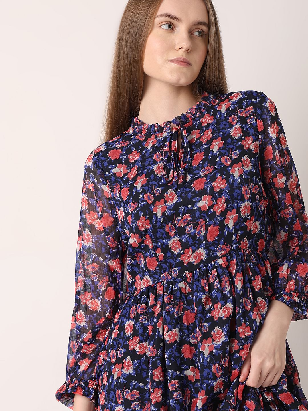 Dark Navy Floral Print Maxi Dress