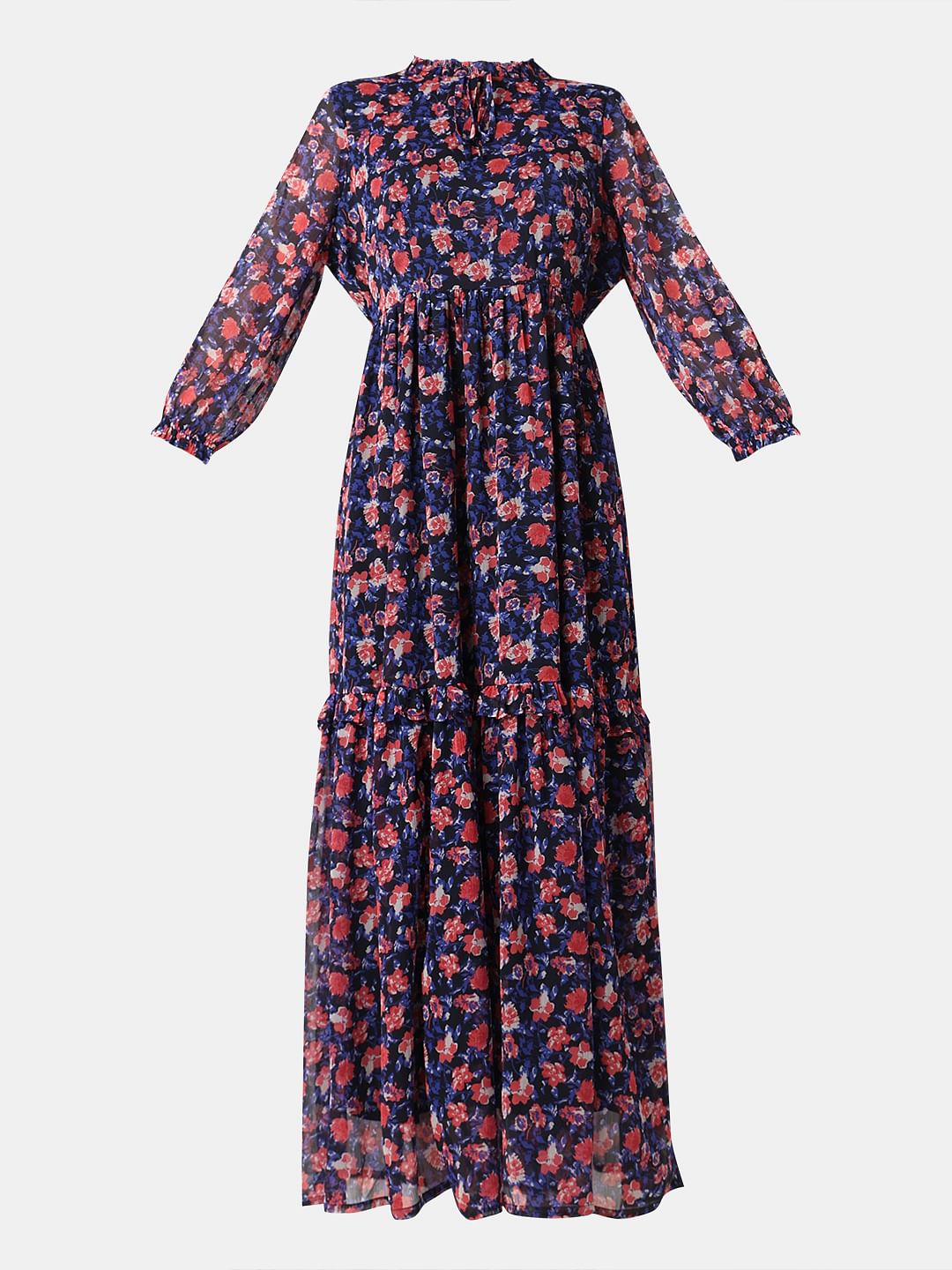 Dark Navy Floral Print Maxi Dress