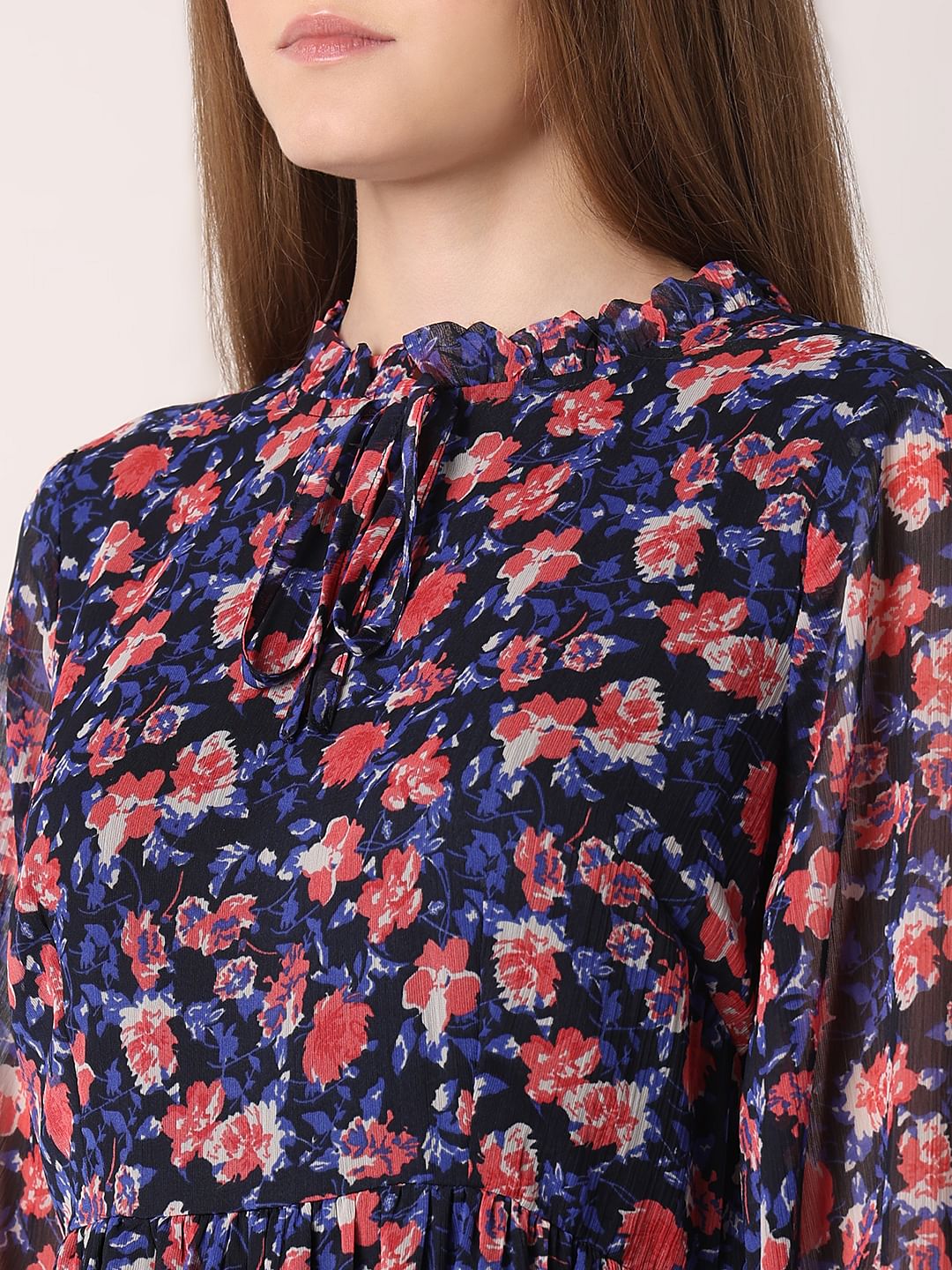 Dark Navy Floral Print Maxi Dress