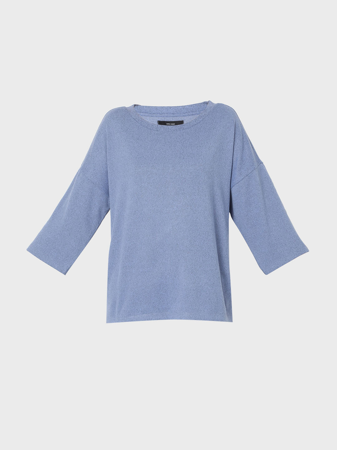 Blue Drop Shoulder Knit Top