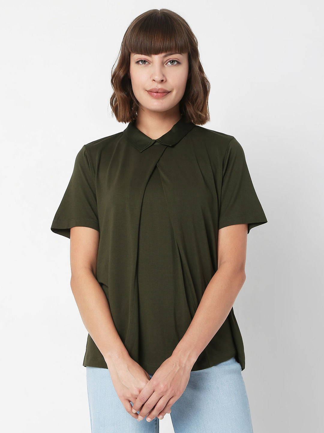 Green Collared Top