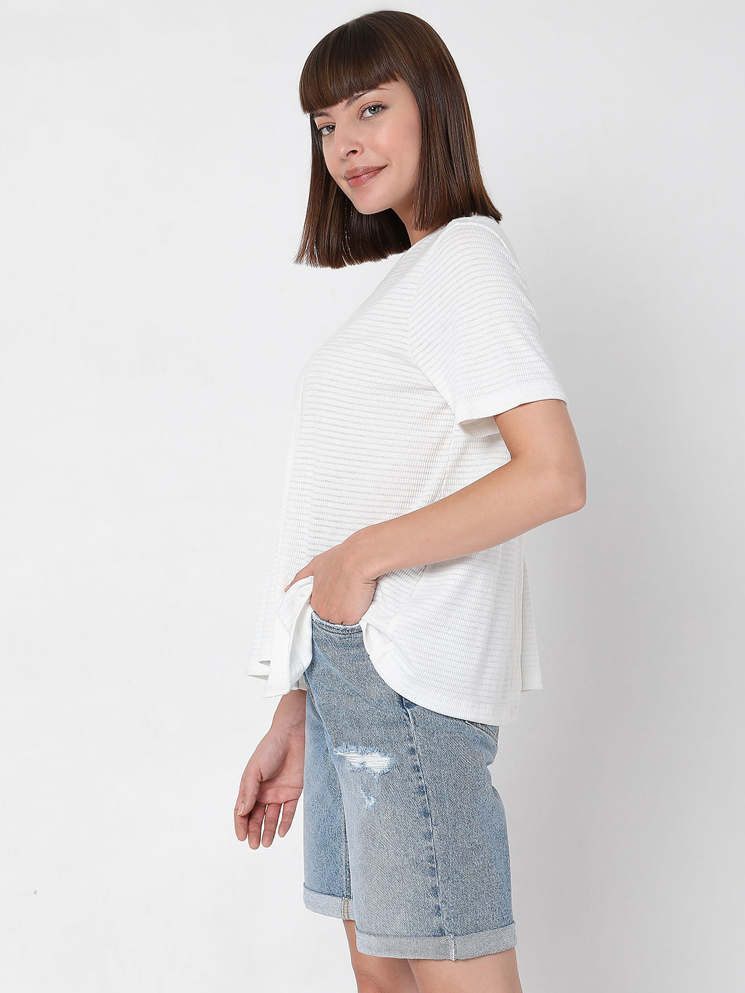 White Textured T-Shirt