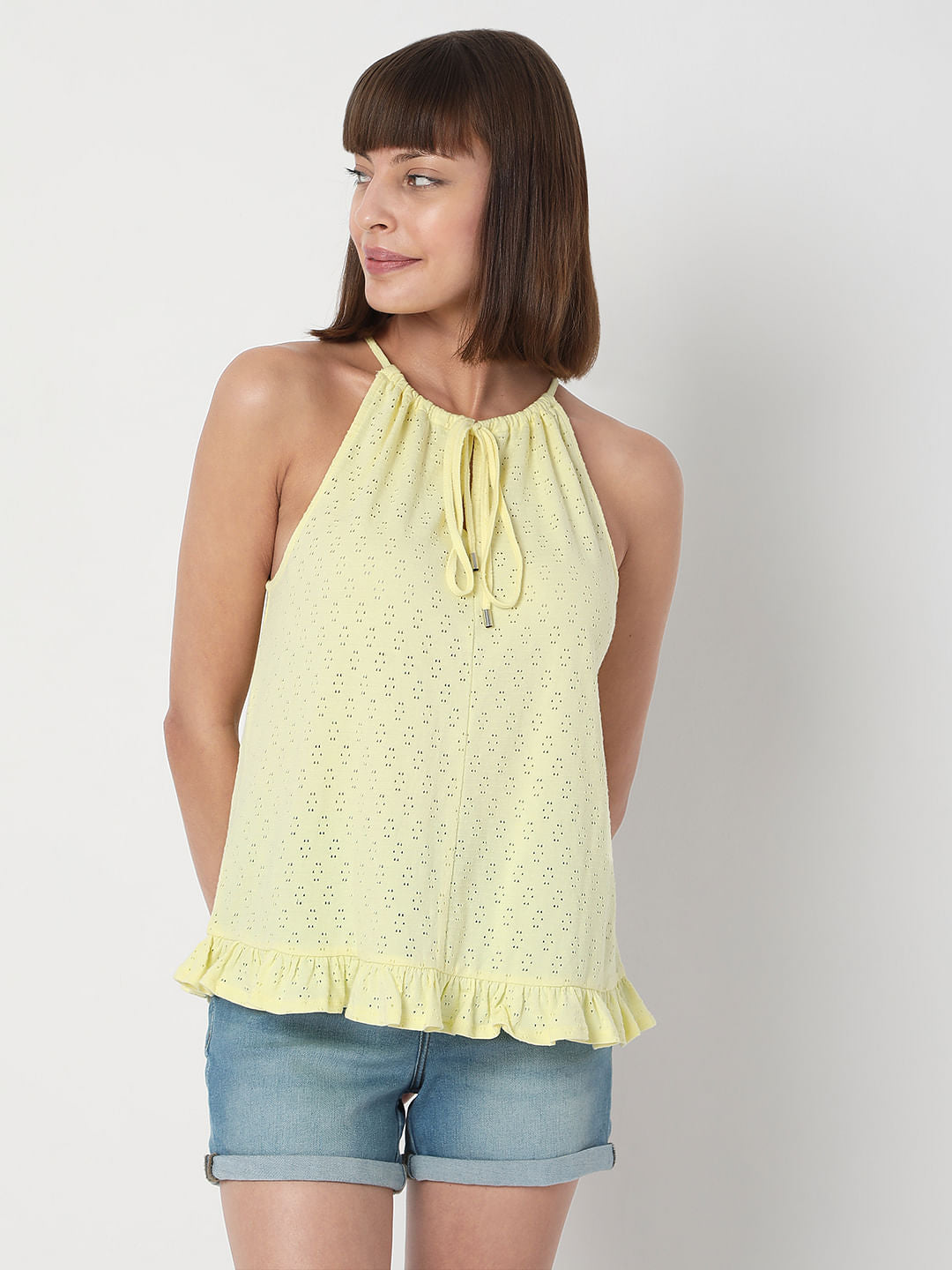 Yellow Halter Neck Top