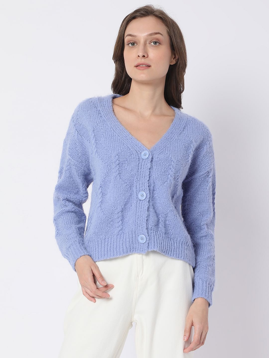 Blue Front Open Cardigan