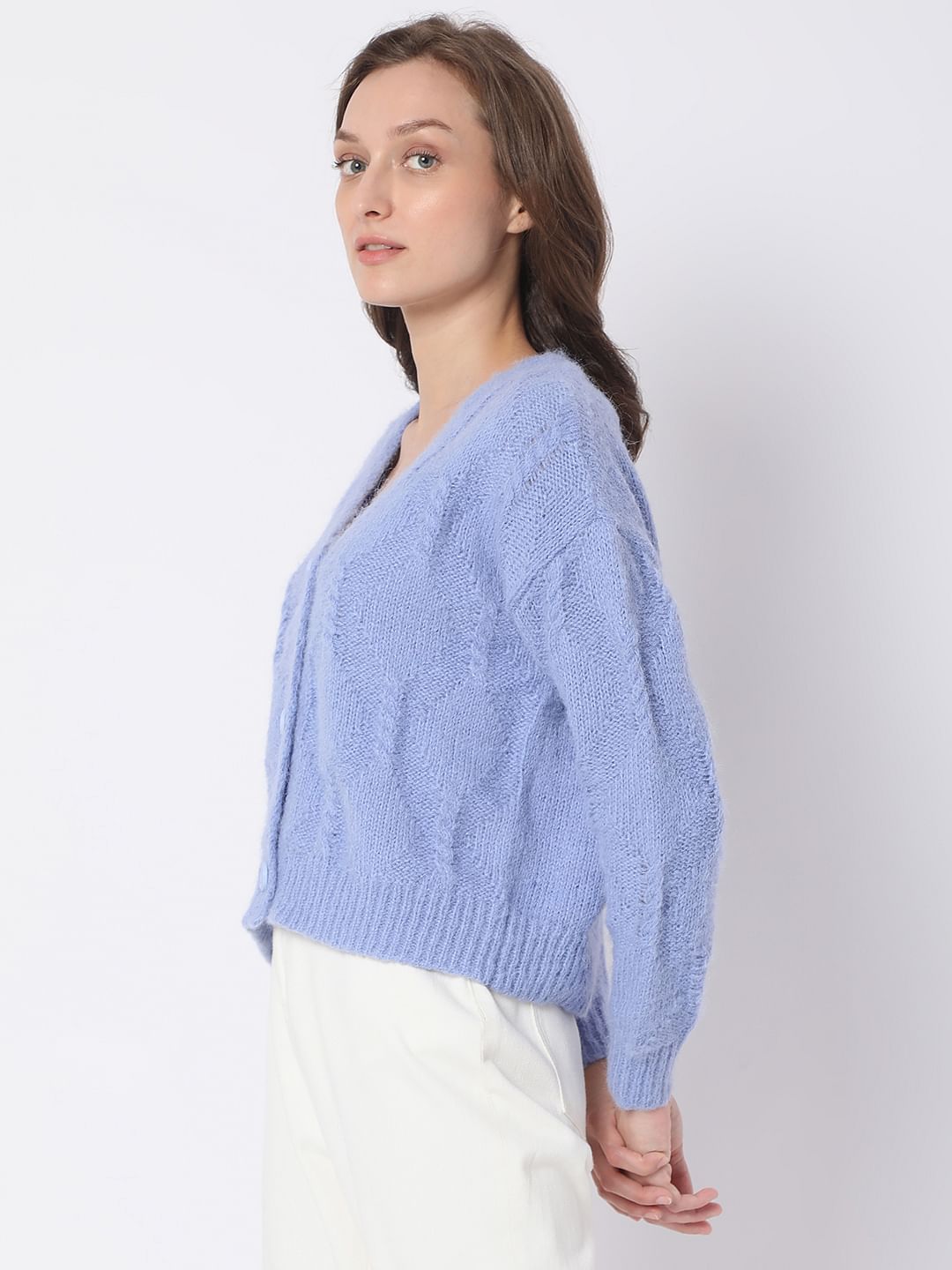 Blue Front Open Cardigan