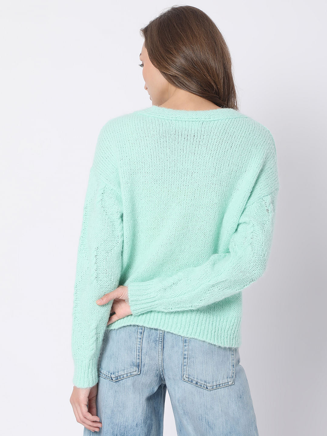 Green Front Open Cardigan