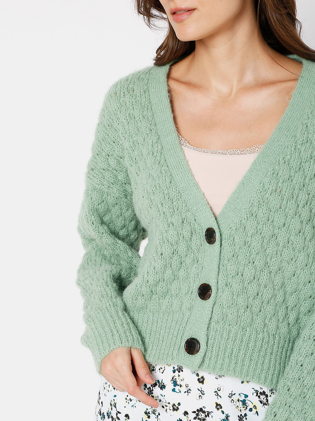 Green Drop Shoulder Cardigan