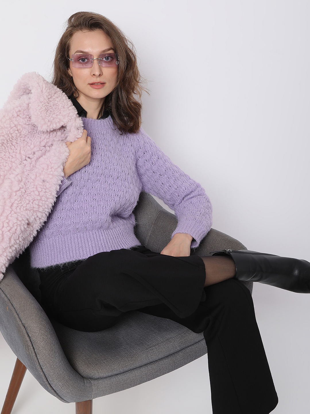 Purple Textured Sweater