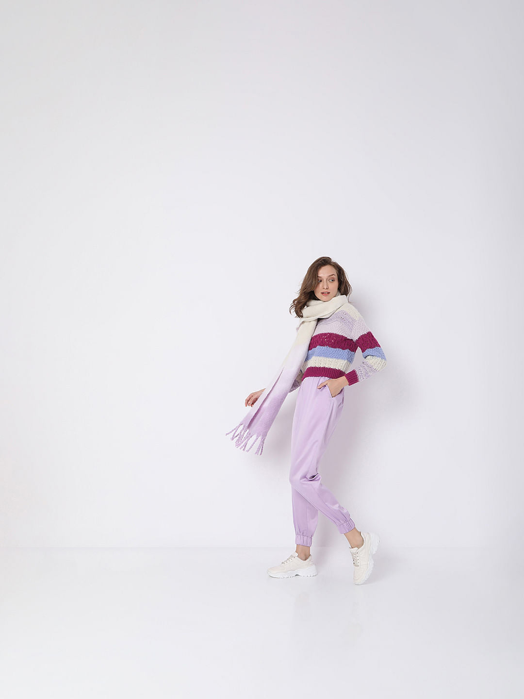 Purple Colourblocked Sweater