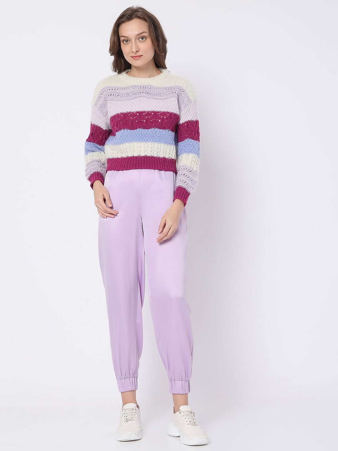 Purple Colourblocked Sweater