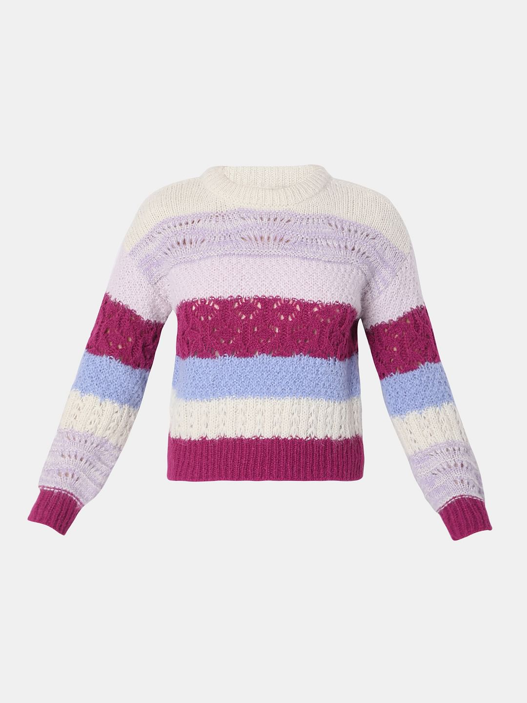Purple Colourblocked Sweater