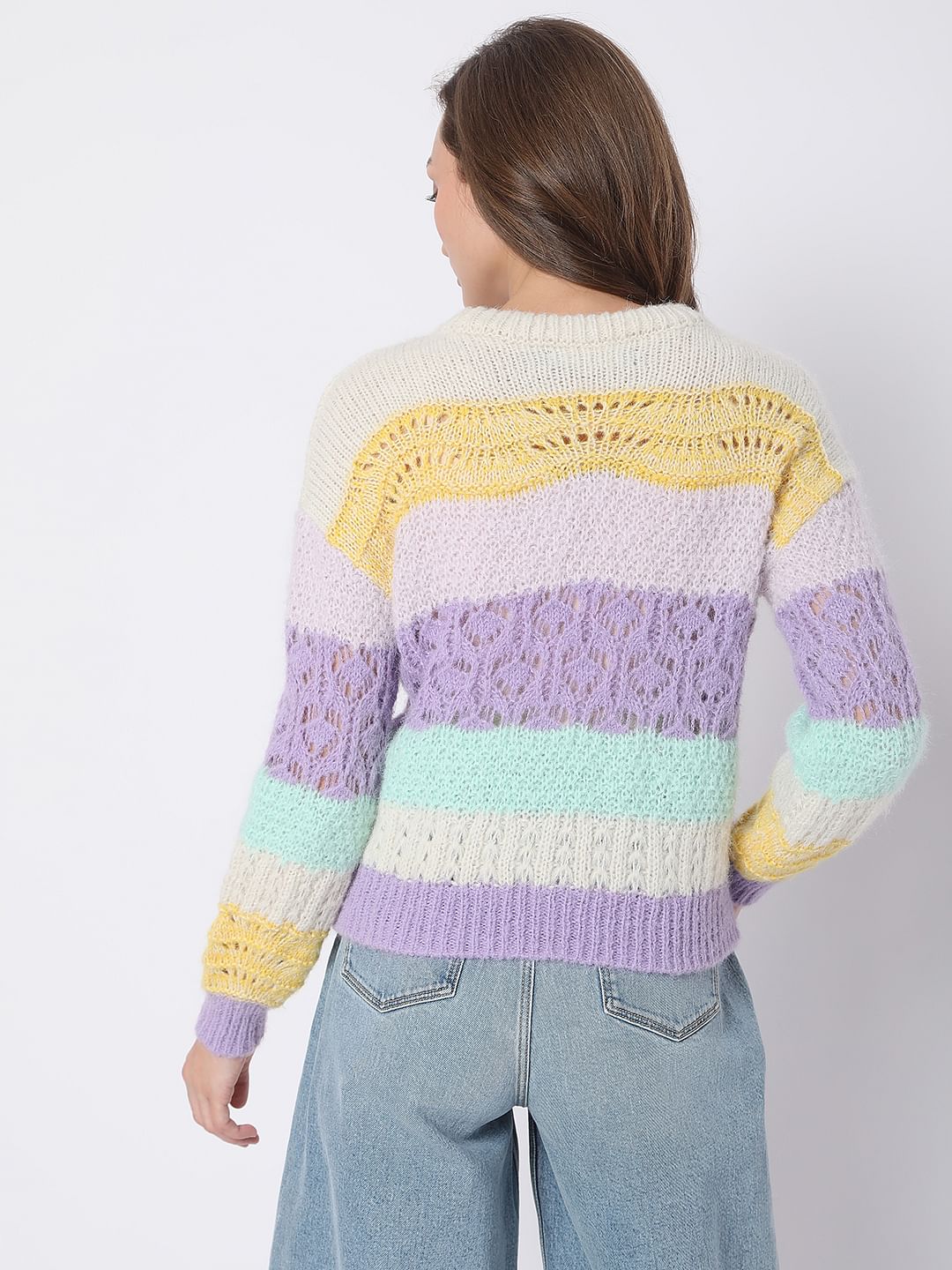 Yellow Colourblocked Sweater