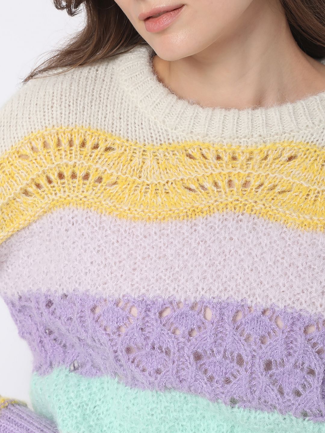 Yellow Colourblocked Sweater