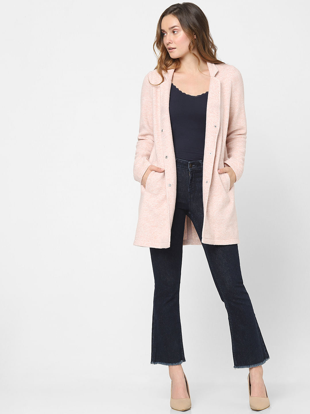 Pink Mandarin Collar Coat