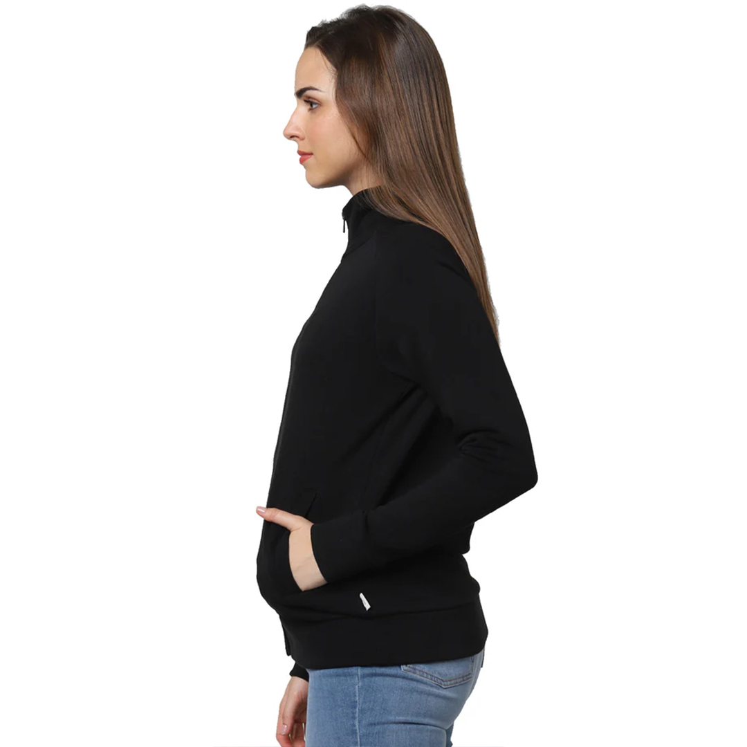 Black High Neck Zip-Up Jacket