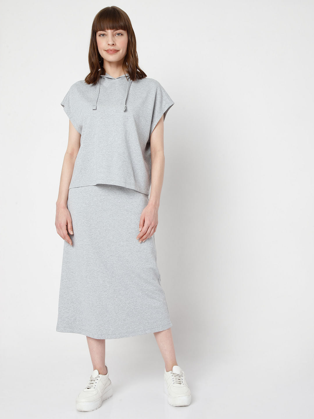 Grey Hooded Co-Ord Sweatshirt