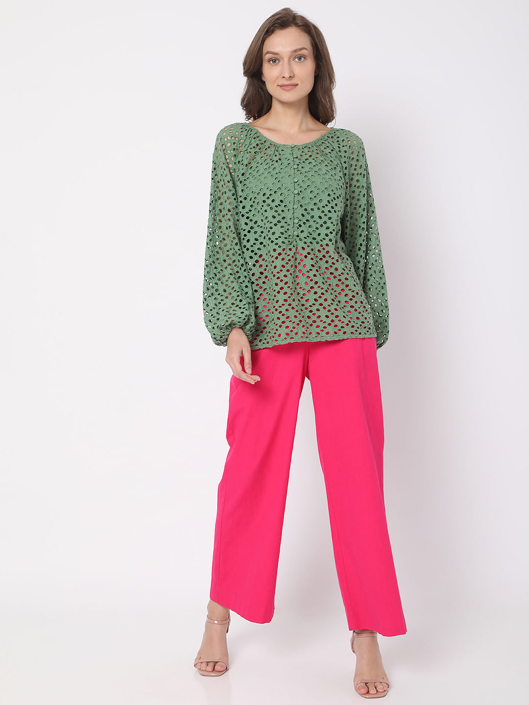 Green Schiffli Top