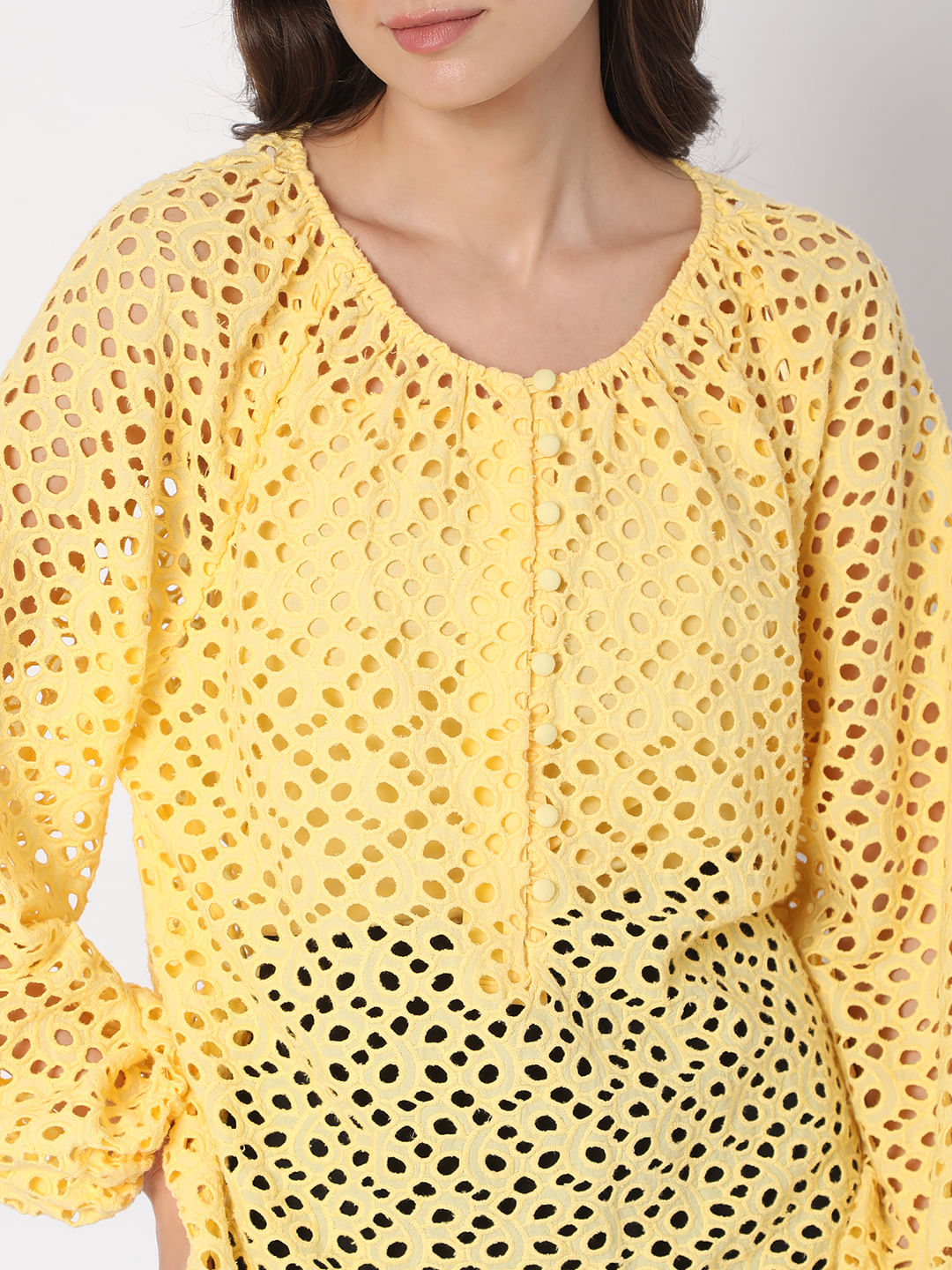 Yellow Schiffli Top
