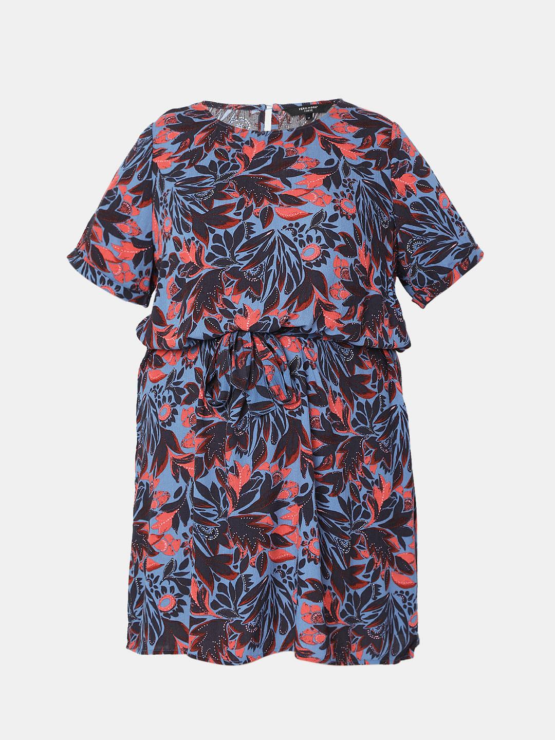 Curve Blue Floral Fit & Flare Dress