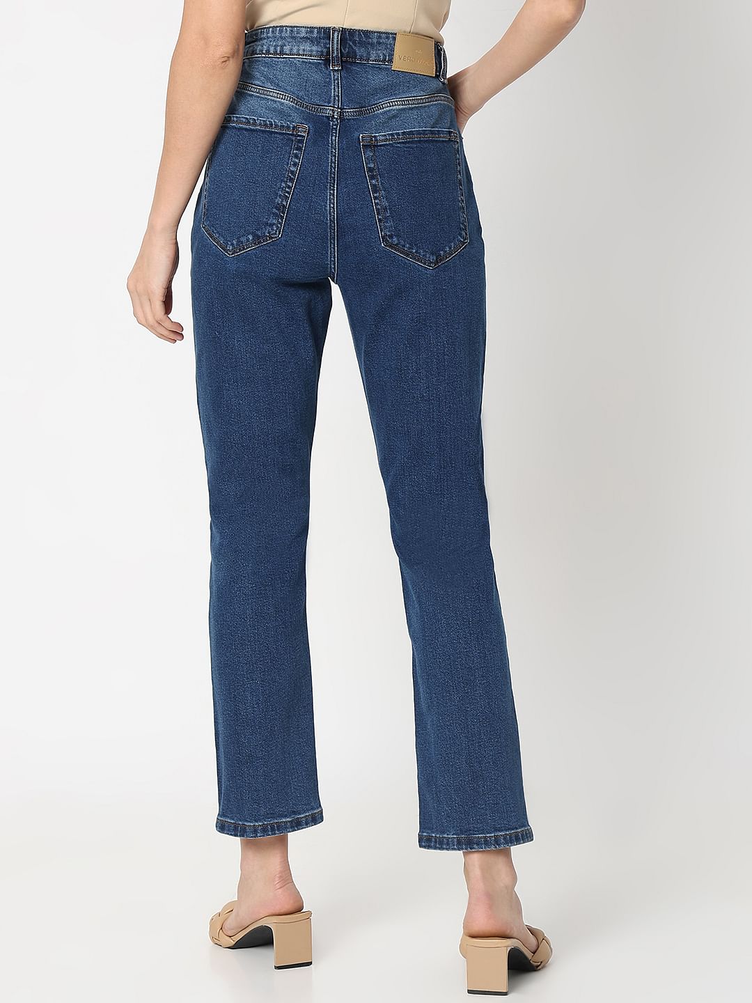 Blue High Rise Jade Straight Fit Jeans