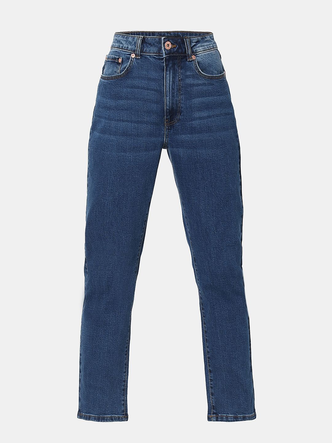 Blue High Rise Jade Straight Fit Jeans