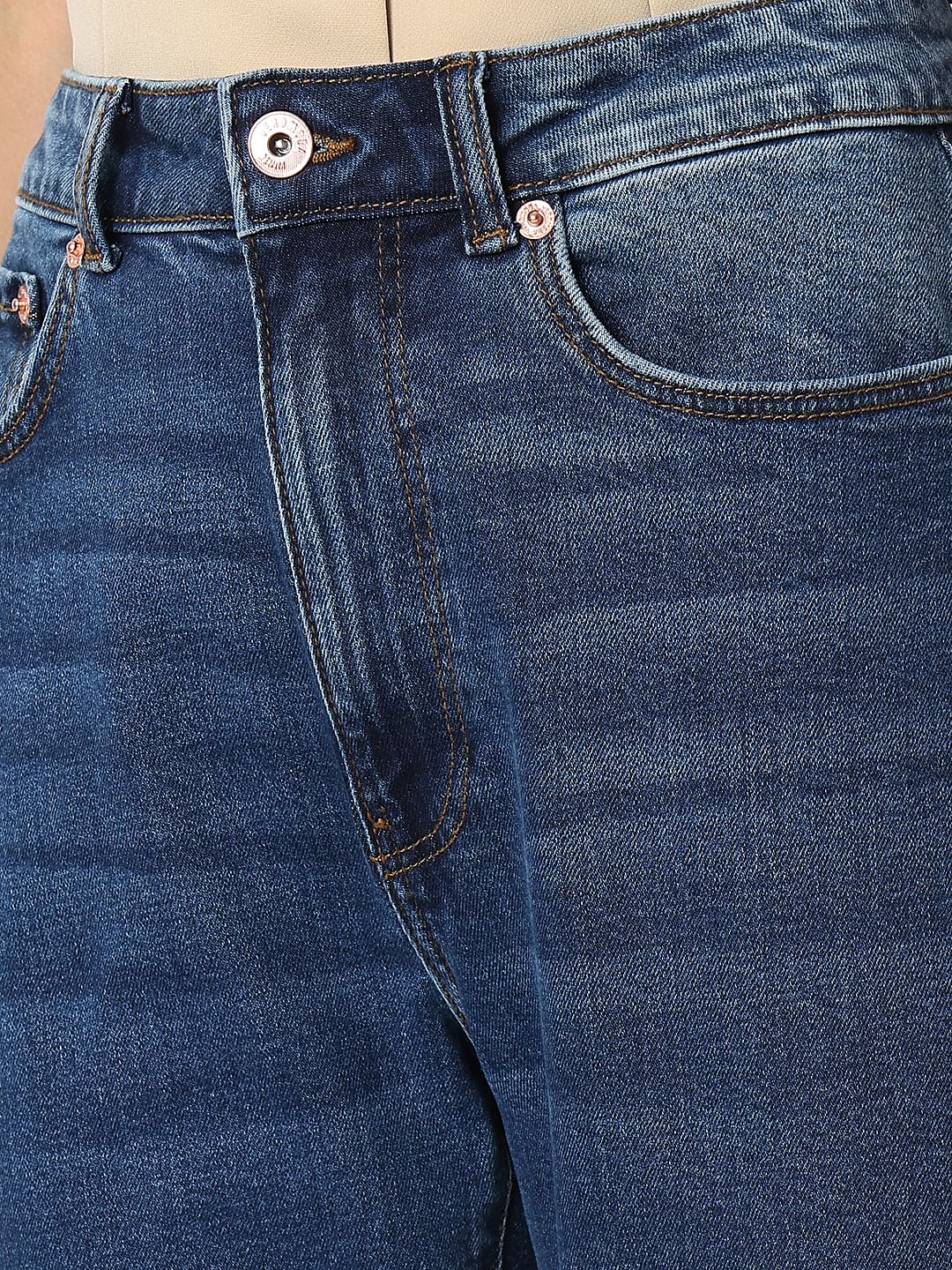 Blue High Rise Jade Straight Fit Jeans