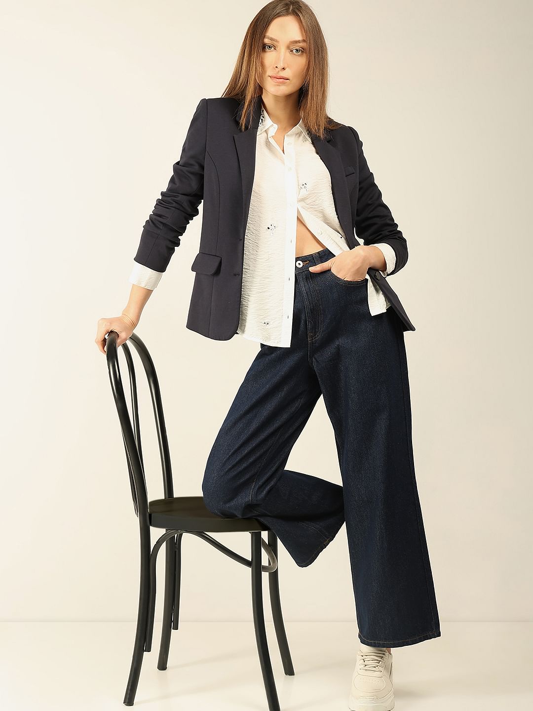 Dark Blue High Rise Zoey Wide-Leg Jeans