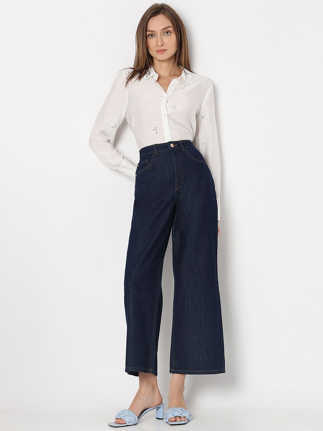 Dark Blue High Rise Zoey Wide-Leg Jeans