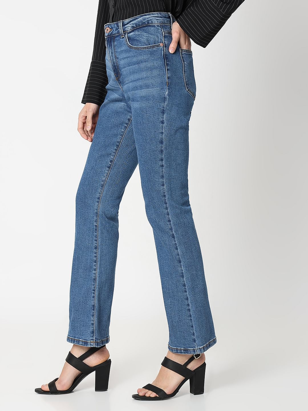 Blue Mid Rise Petra Bootcut Jeans