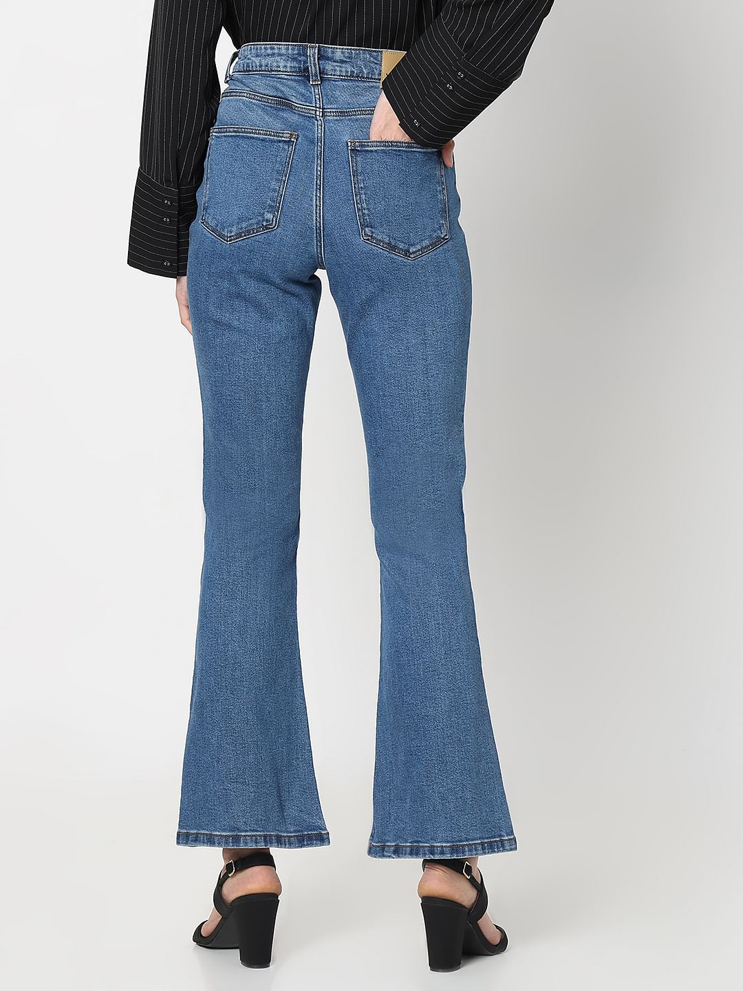 Blue Mid Rise Petra Bootcut Jeans
